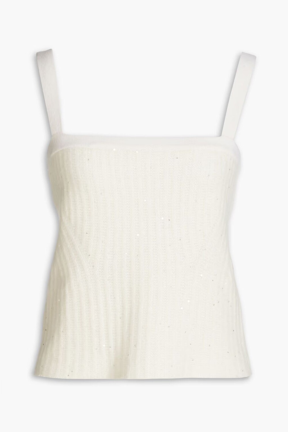 

Майка из кашемира в рубчик, украшенная пайетками Autumn Cashmere, слоновая кость