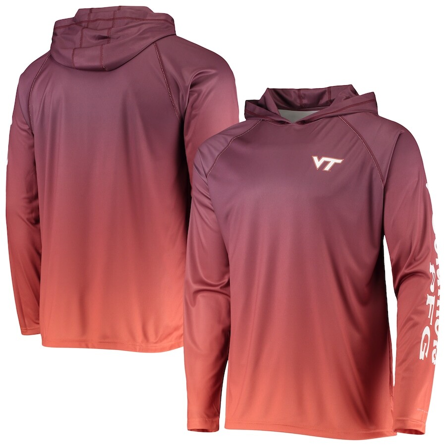 

Футболка с длинным рукавом Columbia Virginia Tech Hokies, бордовый