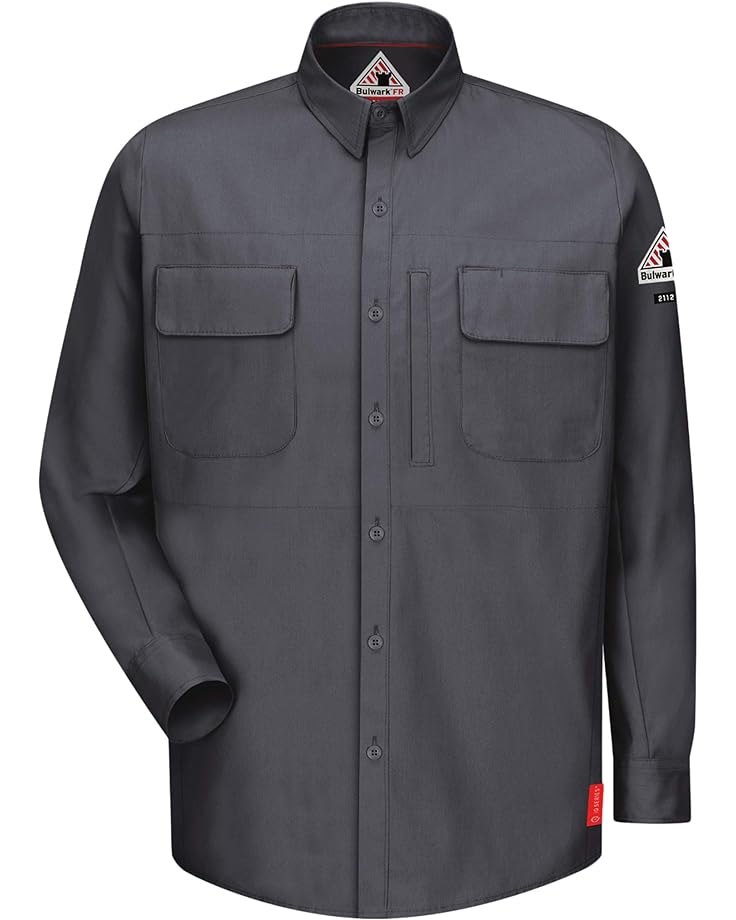 Рубашка Bulwark FR Big & Tall iQ Series Comfort Woven Long Sleeve Patch Pocket, цвет Charcoal