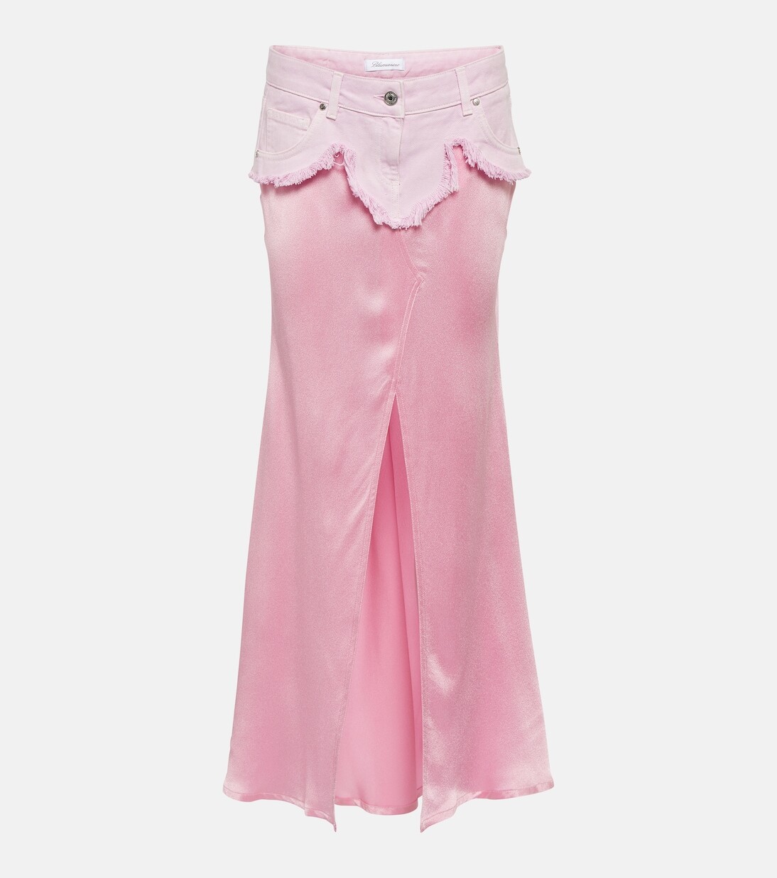 

Юбка макси из атласа и денима Blumarine, розовый