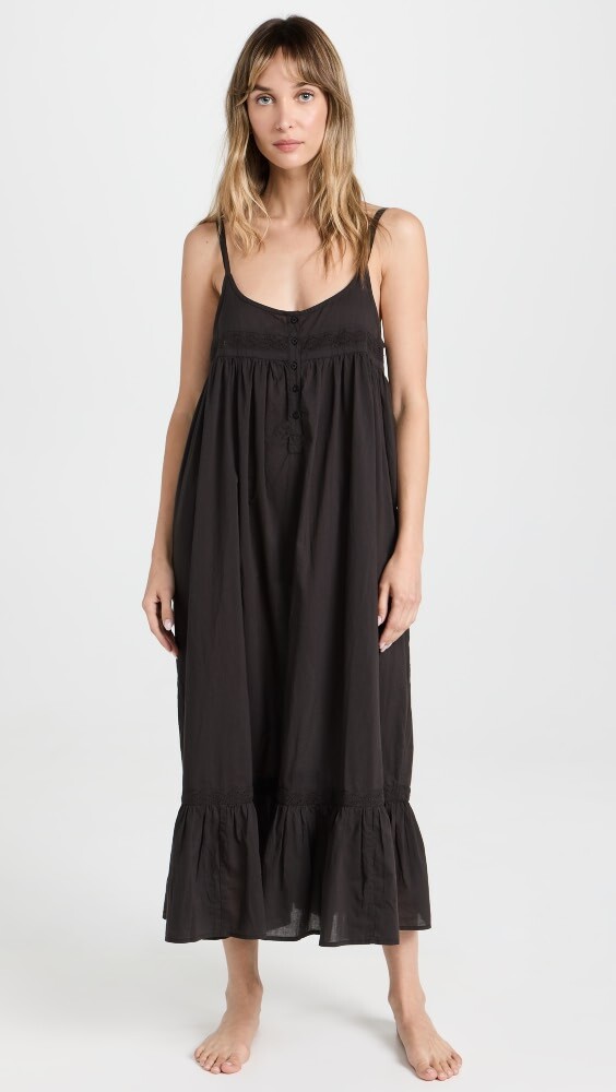 

Платье THE GREAT. The Eyelet Ruffle Tank Night, черный