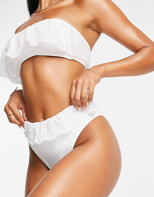 

Белые плавки бикини с завышенной талией и высокой талией ASOS DESIGN