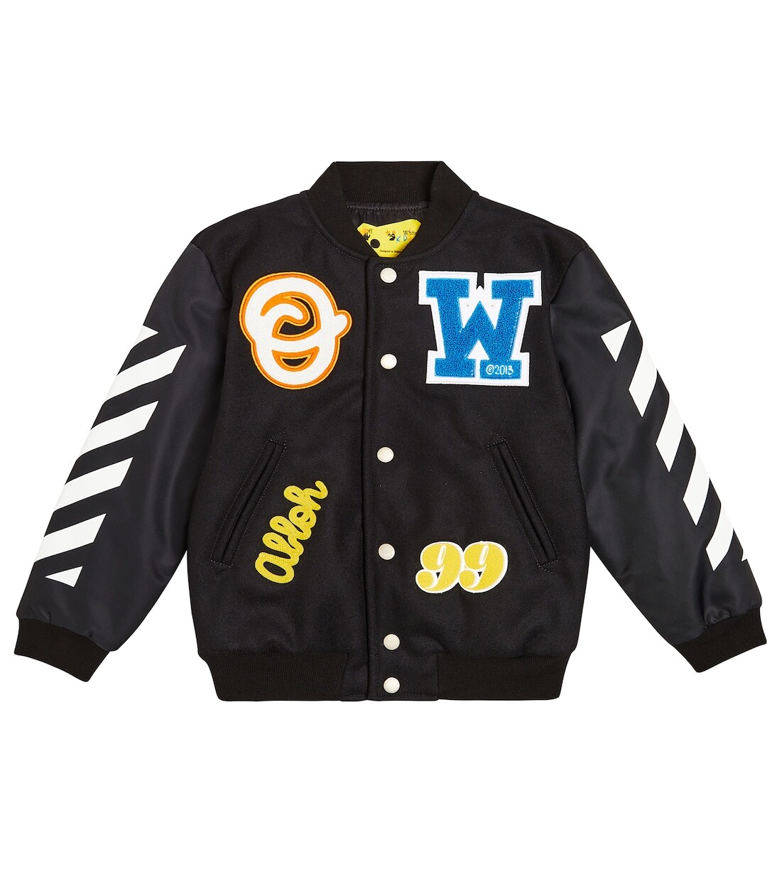 

Университетская куртка из смесовой шерсти с логотипом Off-White Kids, мультиколор