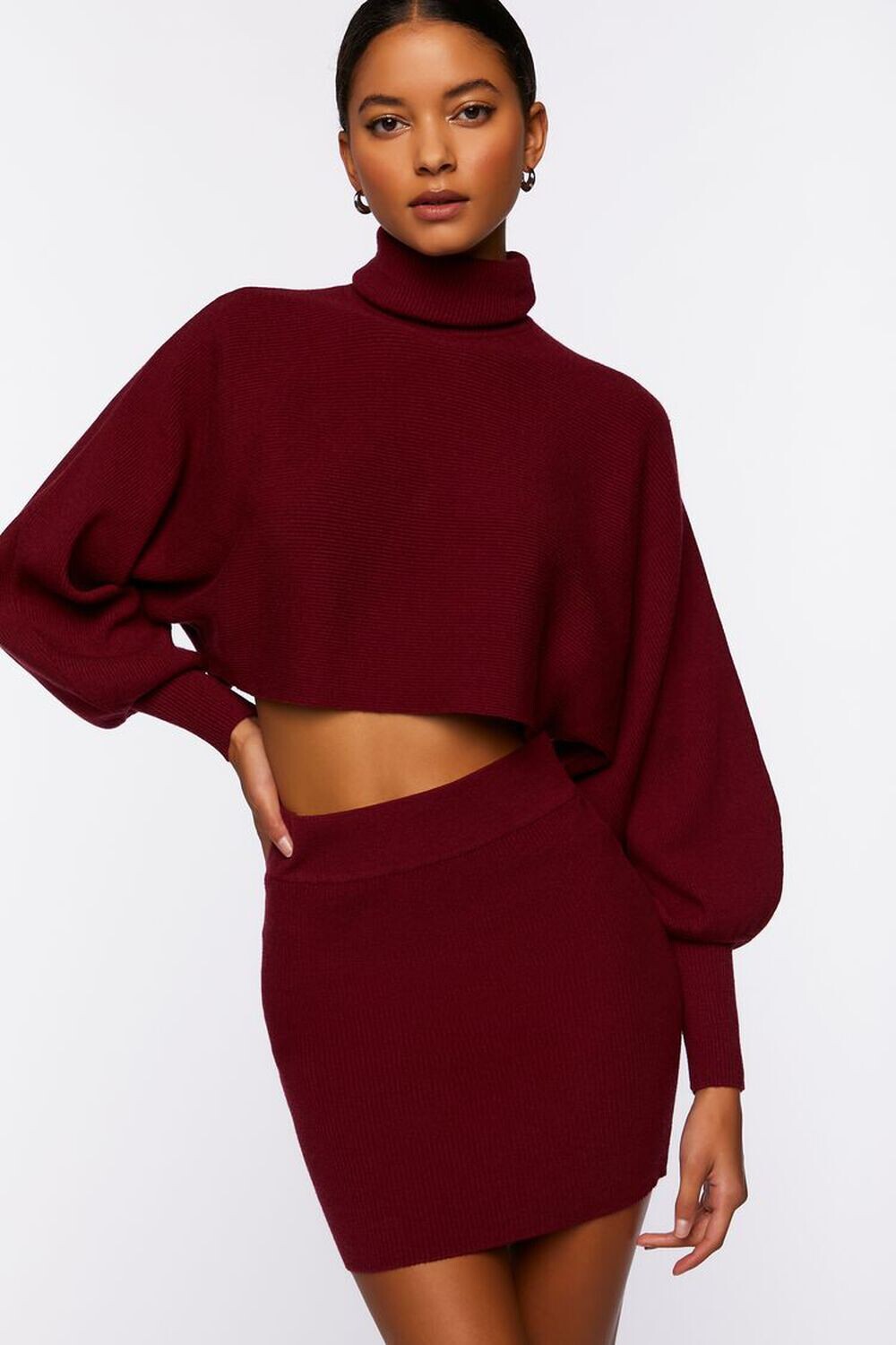 

Комплект из свитера в рубчик и мини-юбки Forever 21, мерло