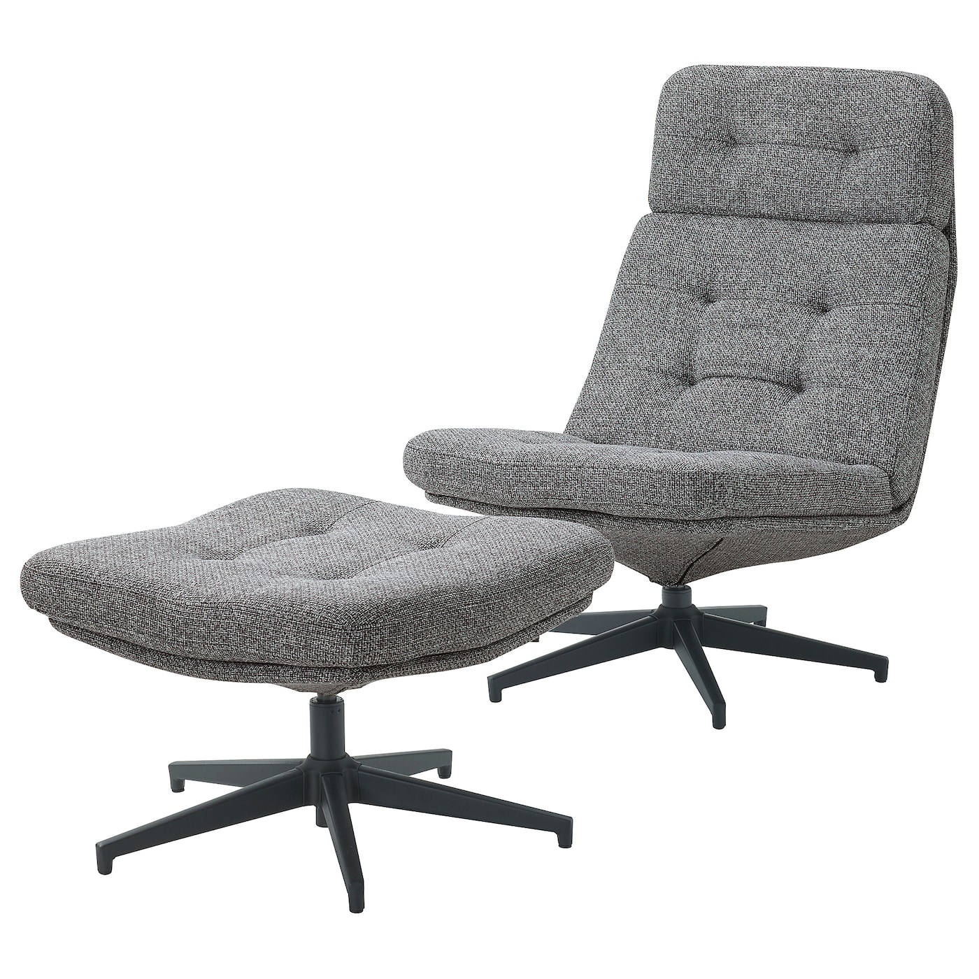 ХАВБЕРГ Кресло и подставка для ног, Лейде серый/черный HAVBERG IKEA компьютерное кресло gy офисное кресло студенческое учебное кресло подъемное небольшое вращающееся кресло удобное длинное сидение прост