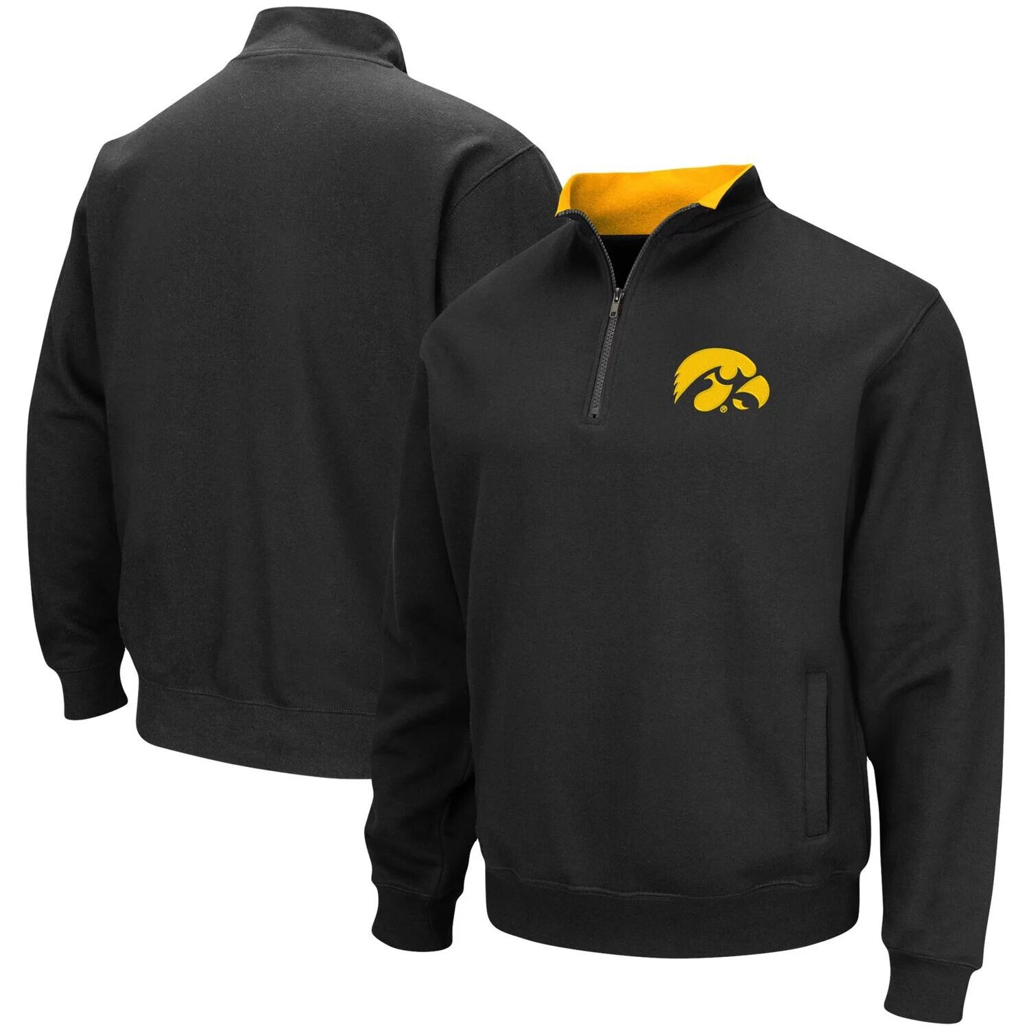 

Мужская черная куртка Iowa Hawkeyes Big & Tall Tortugas с молнией четверти Colosseum, Черный