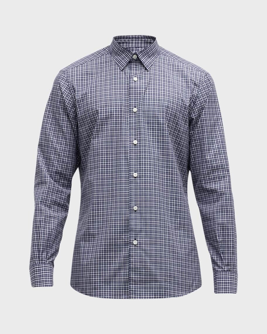

Мужская хлопковая спортивная рубашка в мелкую клетку ZEGNA