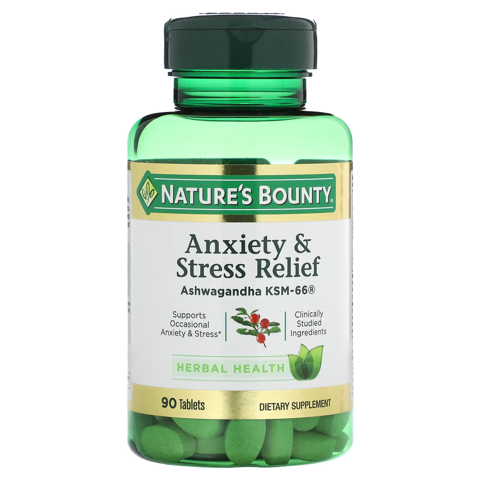Пищевая добавка Nature's Bounty для снятия тревоги и стресса, 90 таблеток allmax ашваганда ksm 66 300 мг 60 растительных капсул
