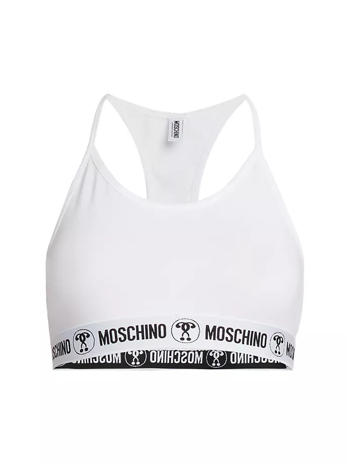 Укороченный топ из эластичного хлопка с открытой спиной Moschino, черный укороченный топ из эластичного хлопка с открытой спиной moschino черный