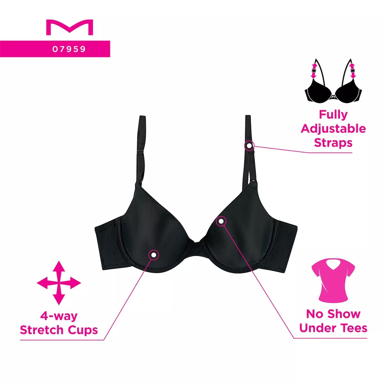 

Приталенный бюстгальтер-футболка Maidenform One Fab Fit 07959 Maidenform, белый