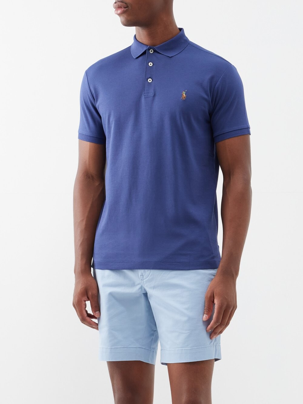 

Рубашка-поло из хлопка pima индивидуального кроя Polo Ralph Lauren, синий