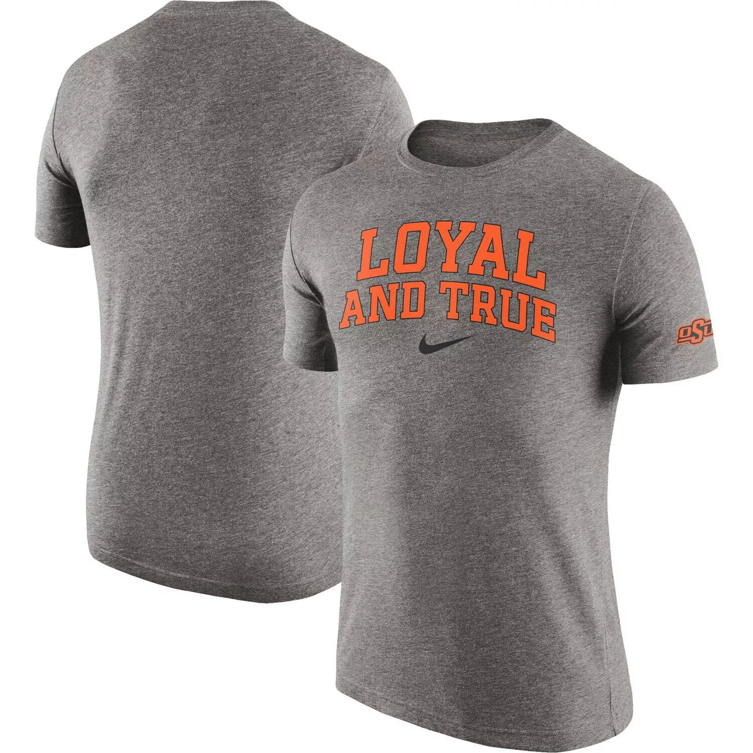 

Мужская серая футболка Oklahoma State Cowboys 2-Hit Tri-Blend с принтом Nike