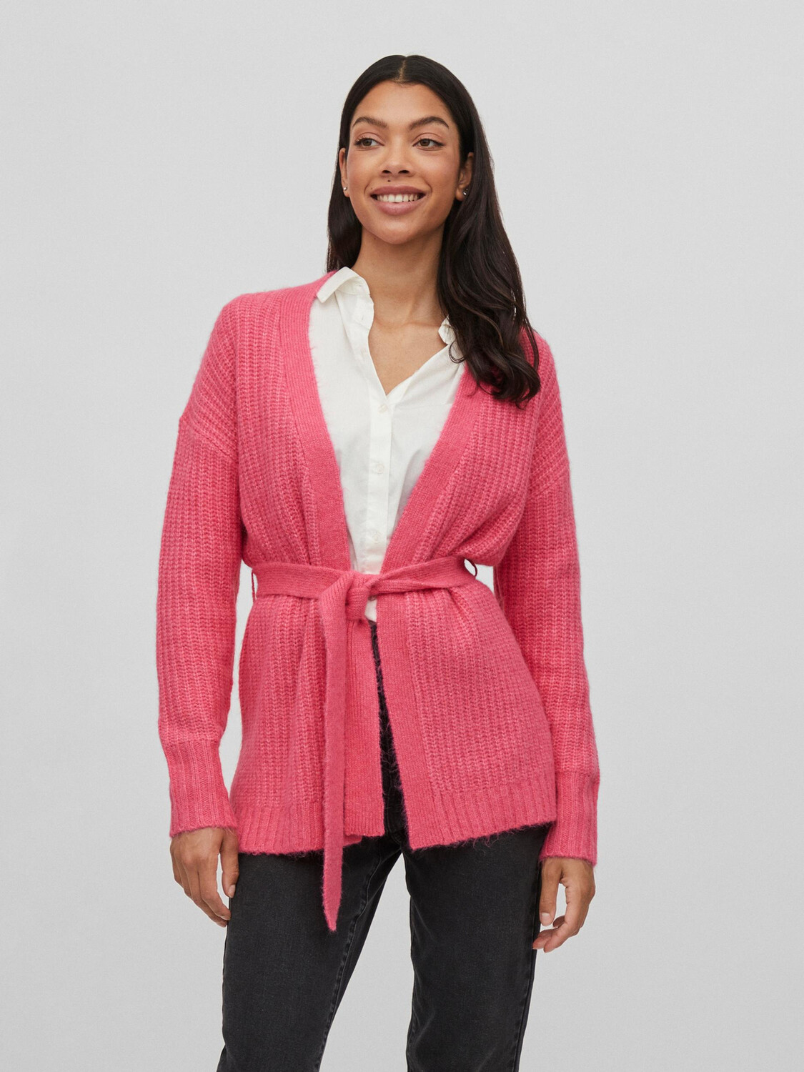 

Кардиган Vila Feinstrick Stretch Jacke mit Gürtel VIFELO, розовый