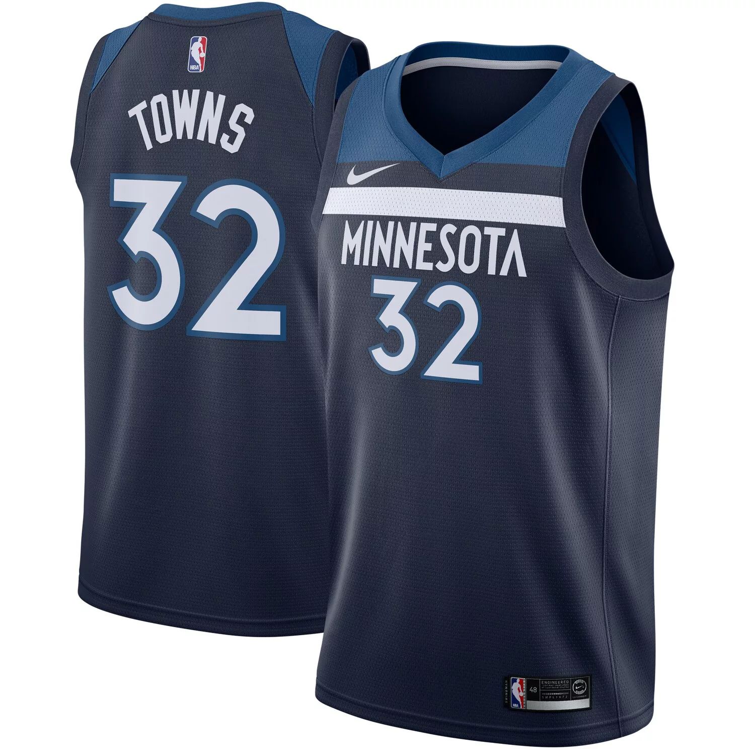 Мужская темно-синяя майка Karl-Anthony Towns Minnesota Timberwolves Swingman — Icon Edition Nike nba basketball karl anthony towns hoodie