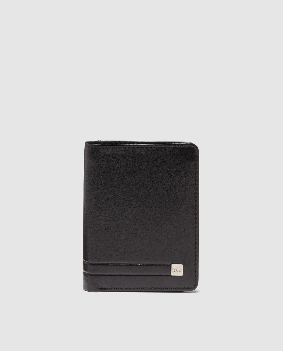 кошелек черный Мужской вертикальный кошелек Daviletto черного цвета с внешним карманом Daviletto, черный