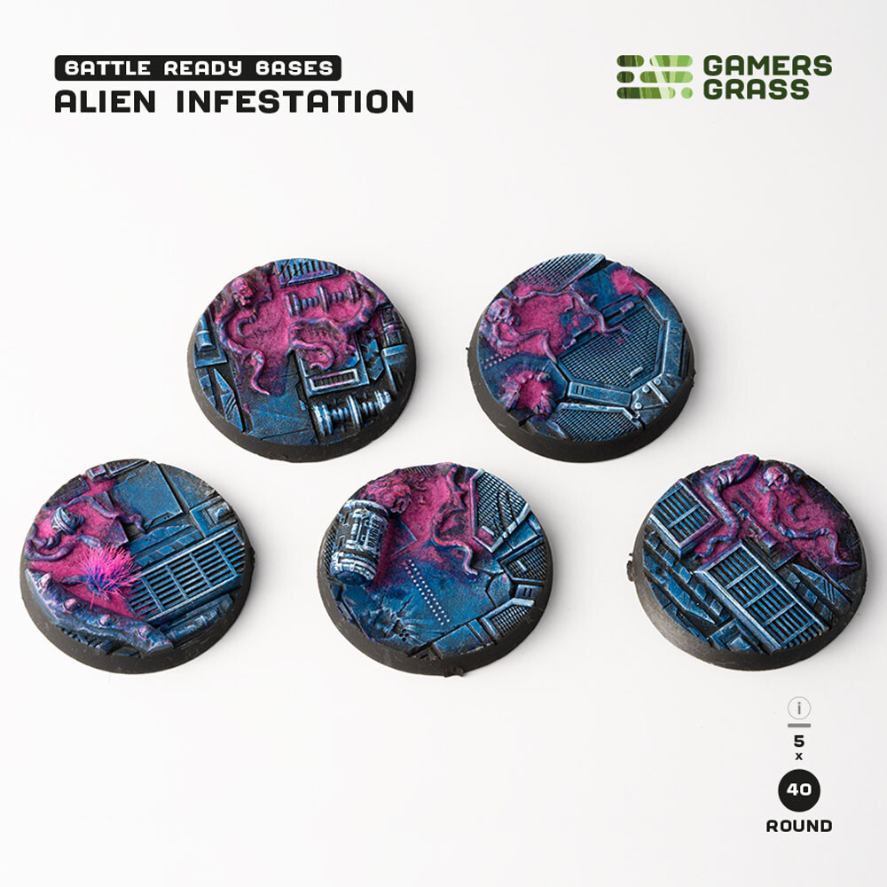 

Аксессуары Gamers Grass Battle Ready Bases: Alien Infestation - Round 40mm (5)