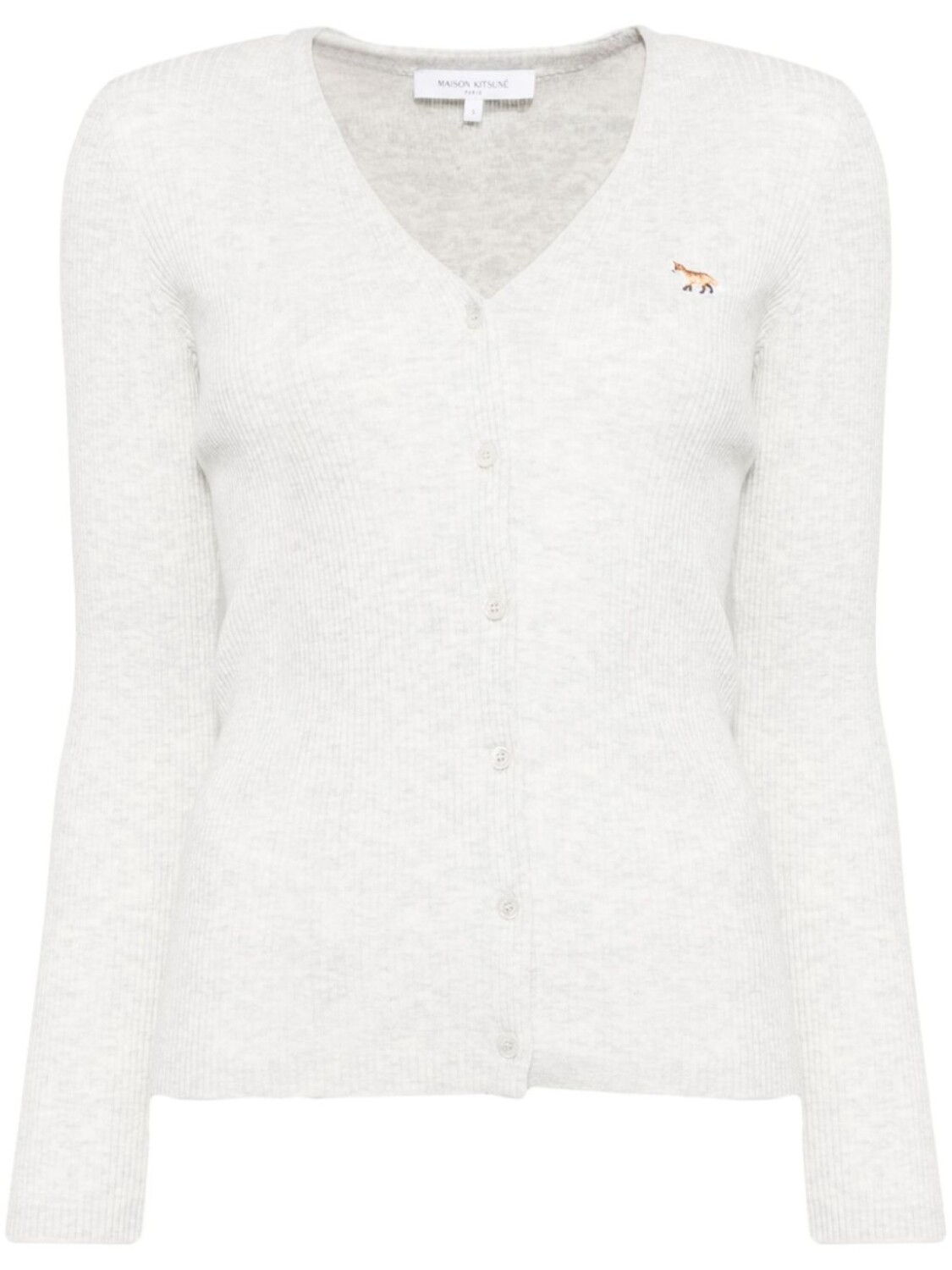 

Кардиган Baby Fox Patch Fine Ribbed Maison Kitsuné, серый