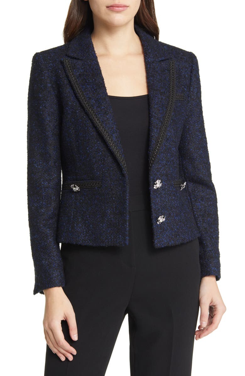 

Укороченная куртка Alenaah из букле с пуговицами и кристаллами TED BAKER LONDON, темно-синий