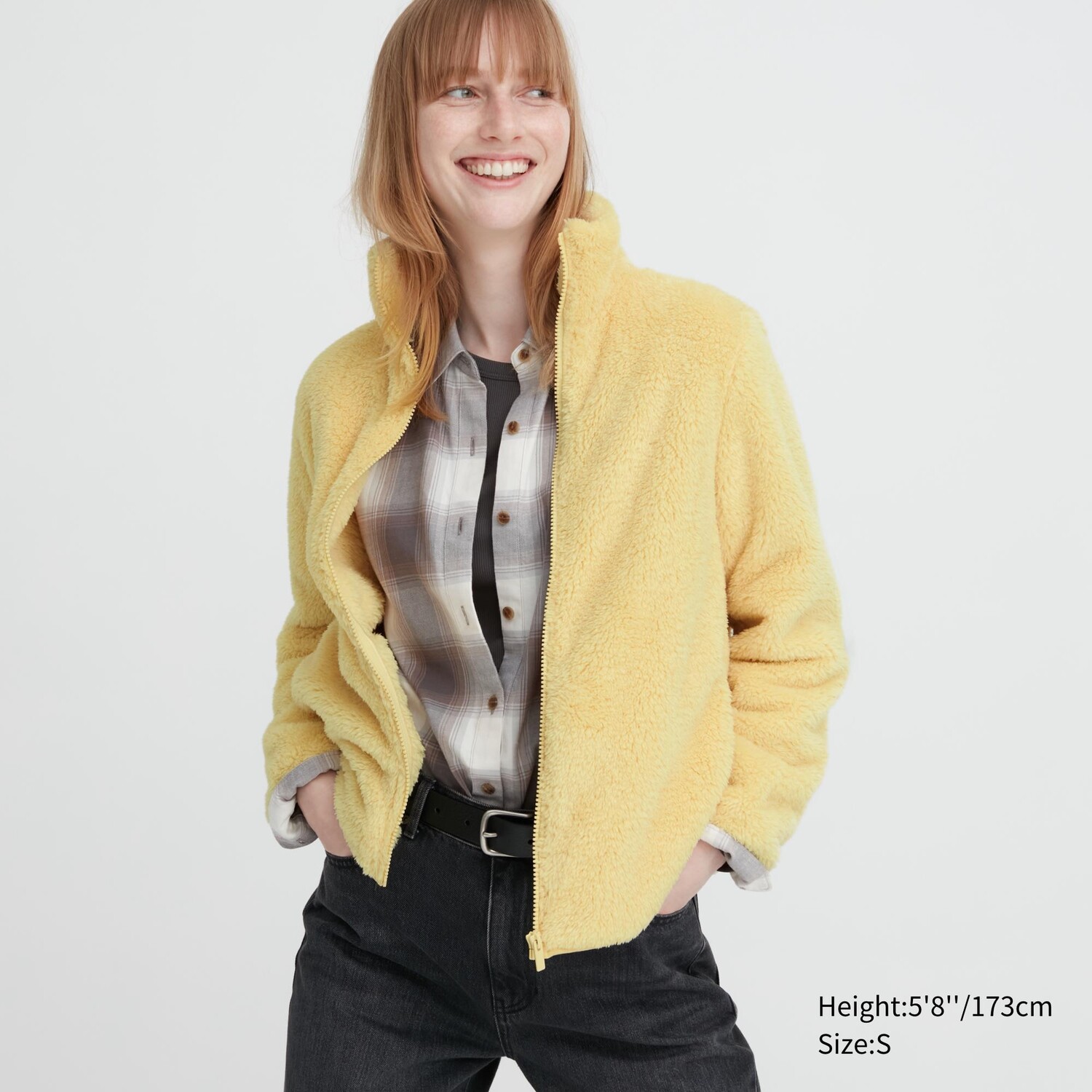 Флисовая меховая куртка на молнии UNIQLO, желтый