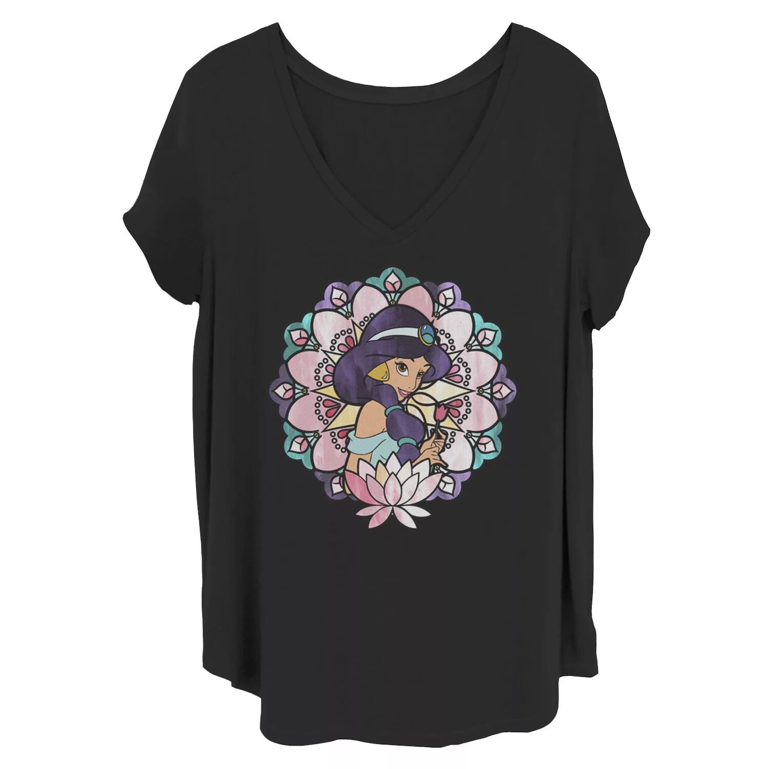 

Футболка Juniors' Plus Disney Aladdin с витражным рисунком «Лотос» Licensed Character
