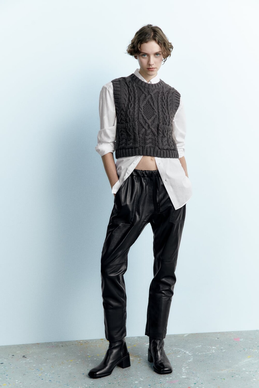 

Вязаный жилет ZARA, серый