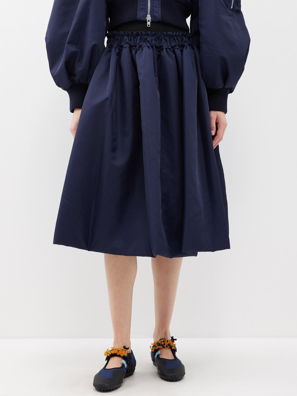 

Эластичная атласная юбка миди Simone Rocha, синий
