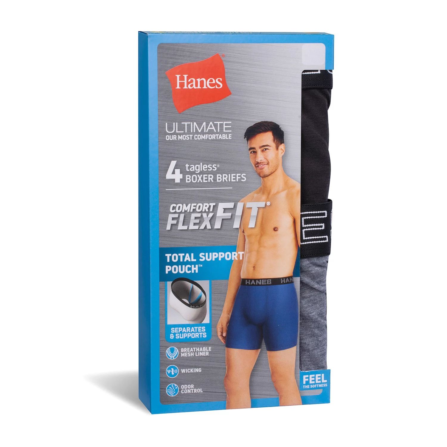 цена Мужские трусы-боксеры Hanes Ultimate Comfort Flex Fit Total Support Pouch (4 шт.)