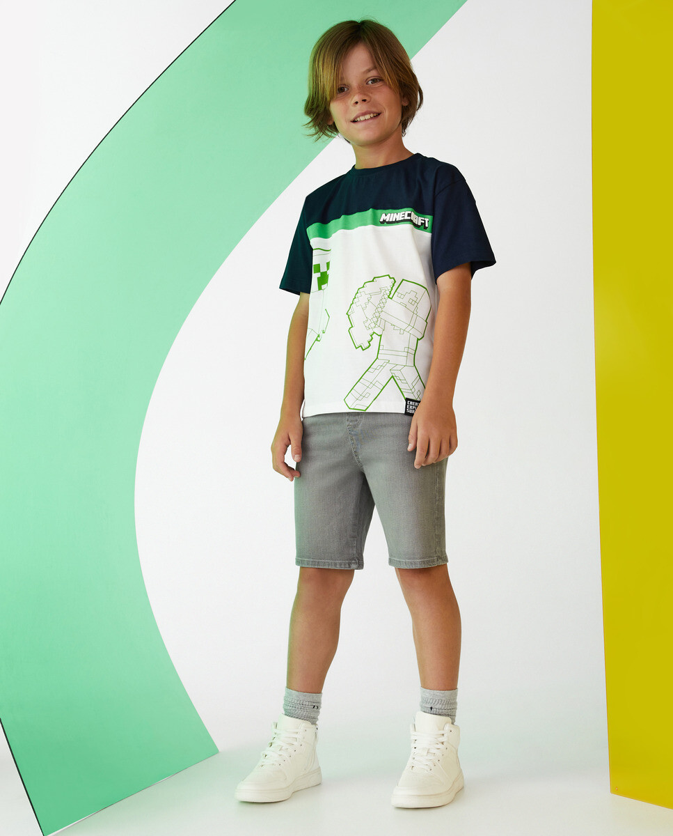 

Футболка для мальчика из 100% хлопка с принтом Minecraft El Corte Inglés, мультиколор