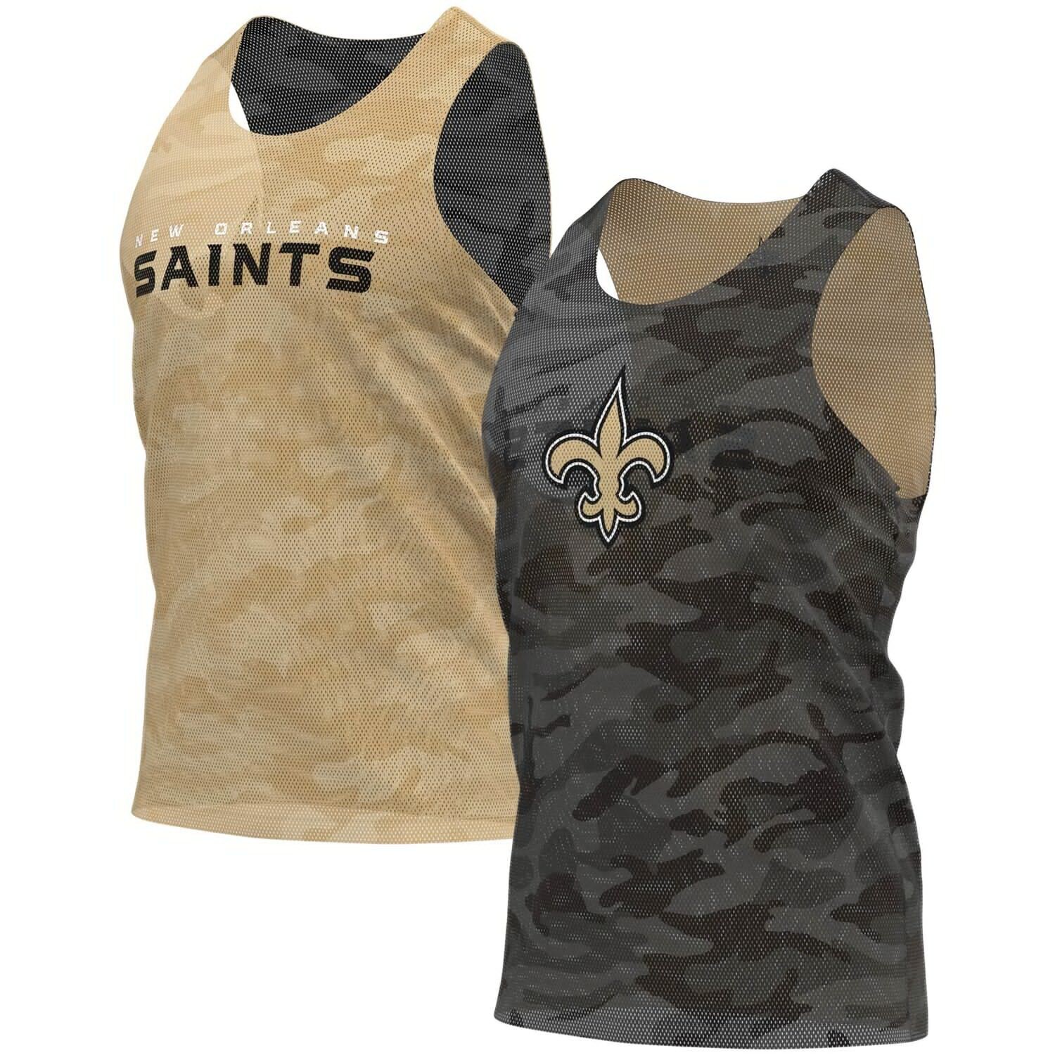 

Мужская двусторонняя сетчатая майка FOCO черного/золотого цвета New Orleans Saints