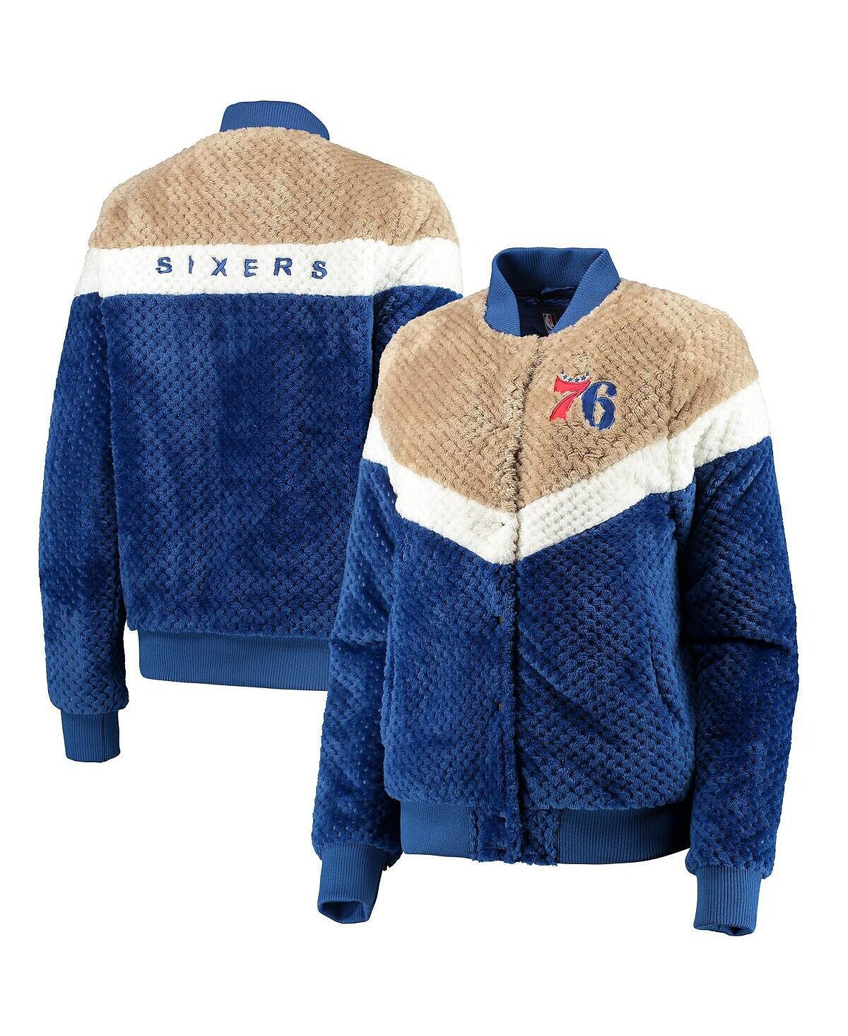 

Женская куртка на кнопках Royal, кремового цвета Philadelphia 76ers Riot Squad Sherpa G-III 4Her by Carl Banks