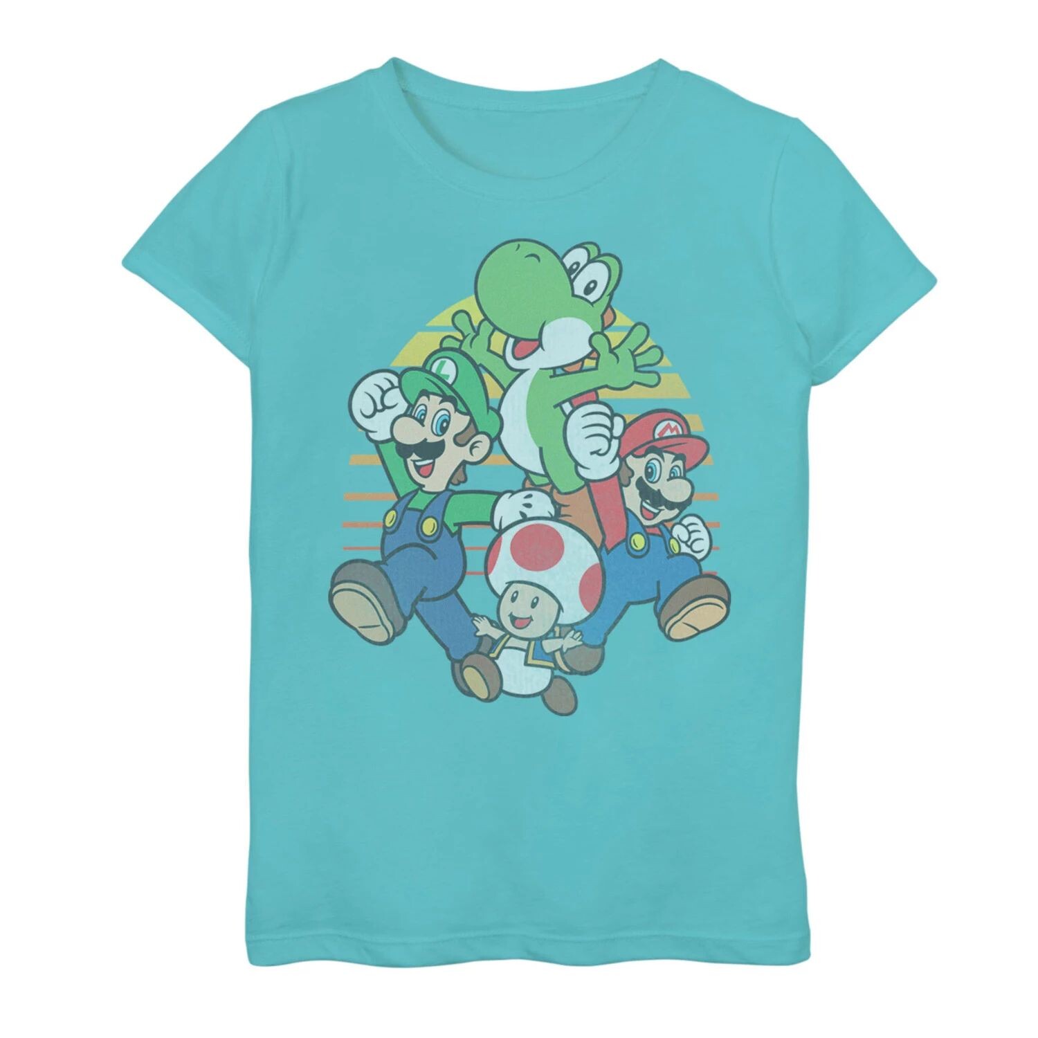 

Футболка с графическим рисунком Nintendo Super Mario Retro Fade Group Shot для девочек 7–16 лет Licensed Character
