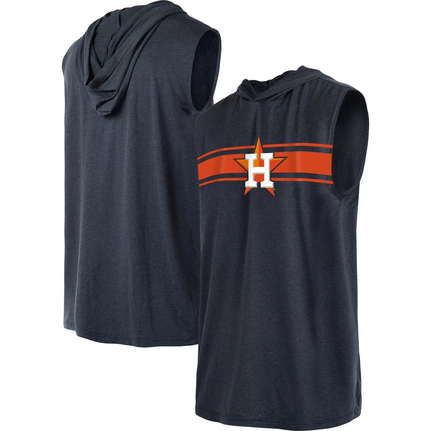 

Мужской пуловер без рукавов New Era Heather Navy Houston Astros с капюшоном