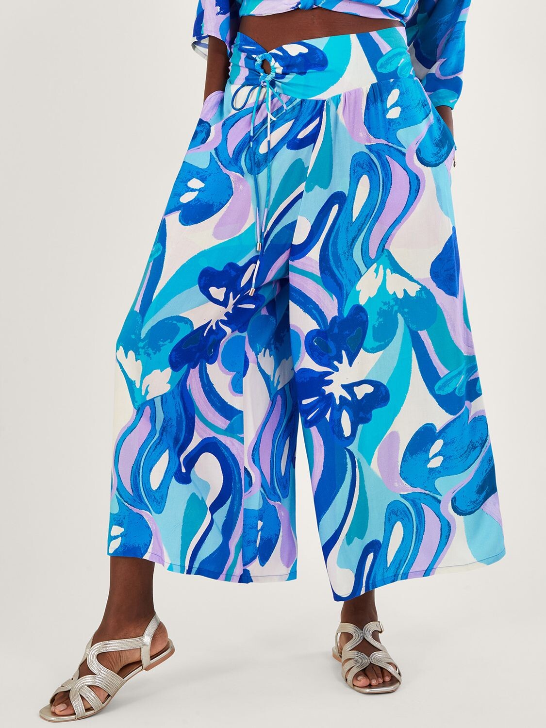 

Широкие брюки с принтом Monsoon Swirl, синий
