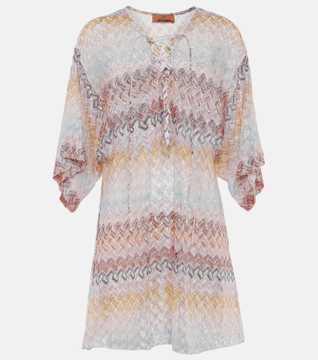 Мини-платье зигзаг из ткани ламе Missoni, разноцветный
