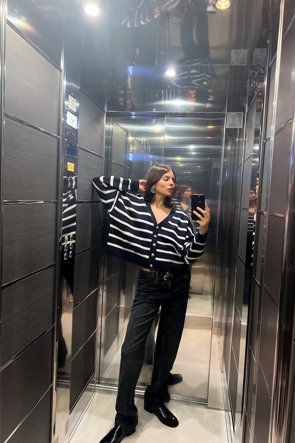 

Кардиган из 100% шерсти с карманами. ZARA, в полоску