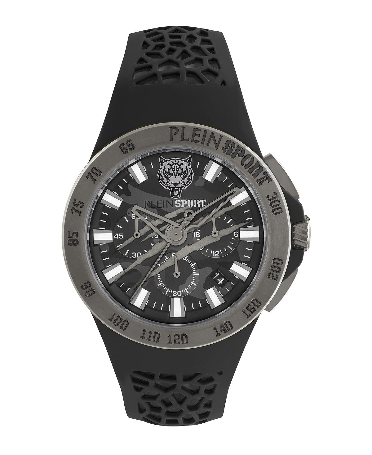 

Мужские часы Thunderstorm Chrono с черным силиконовым ремешком, 43 мм Plein Sport
