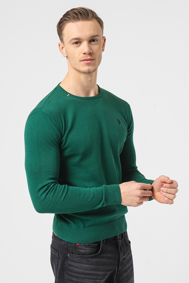 

Свитер с овальным вырезом и логотипом U S Polo Assn , зеленый