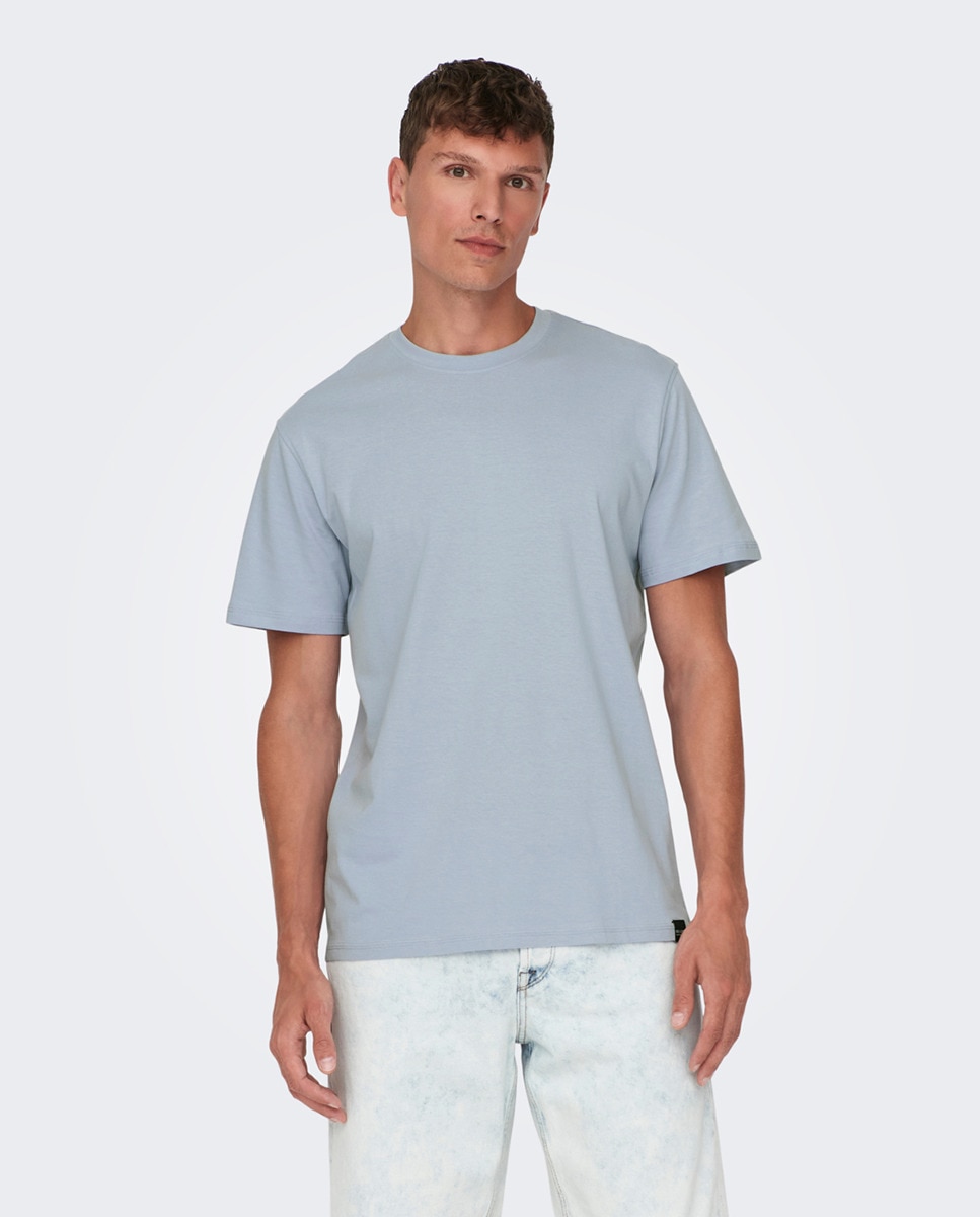 Мужская базовая футболка с коротким рукавом Only & Sons, светло-синий