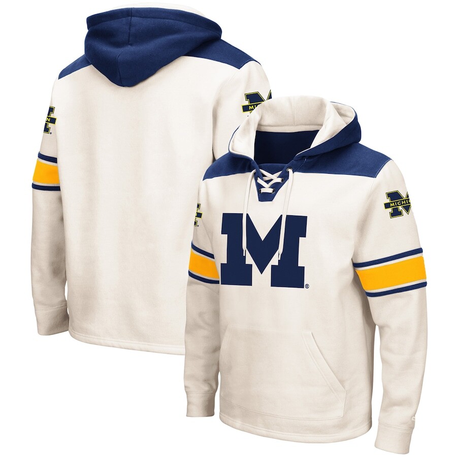 

Пуловер с капюшоном Colosseum Michigan Wolverines, кремовый