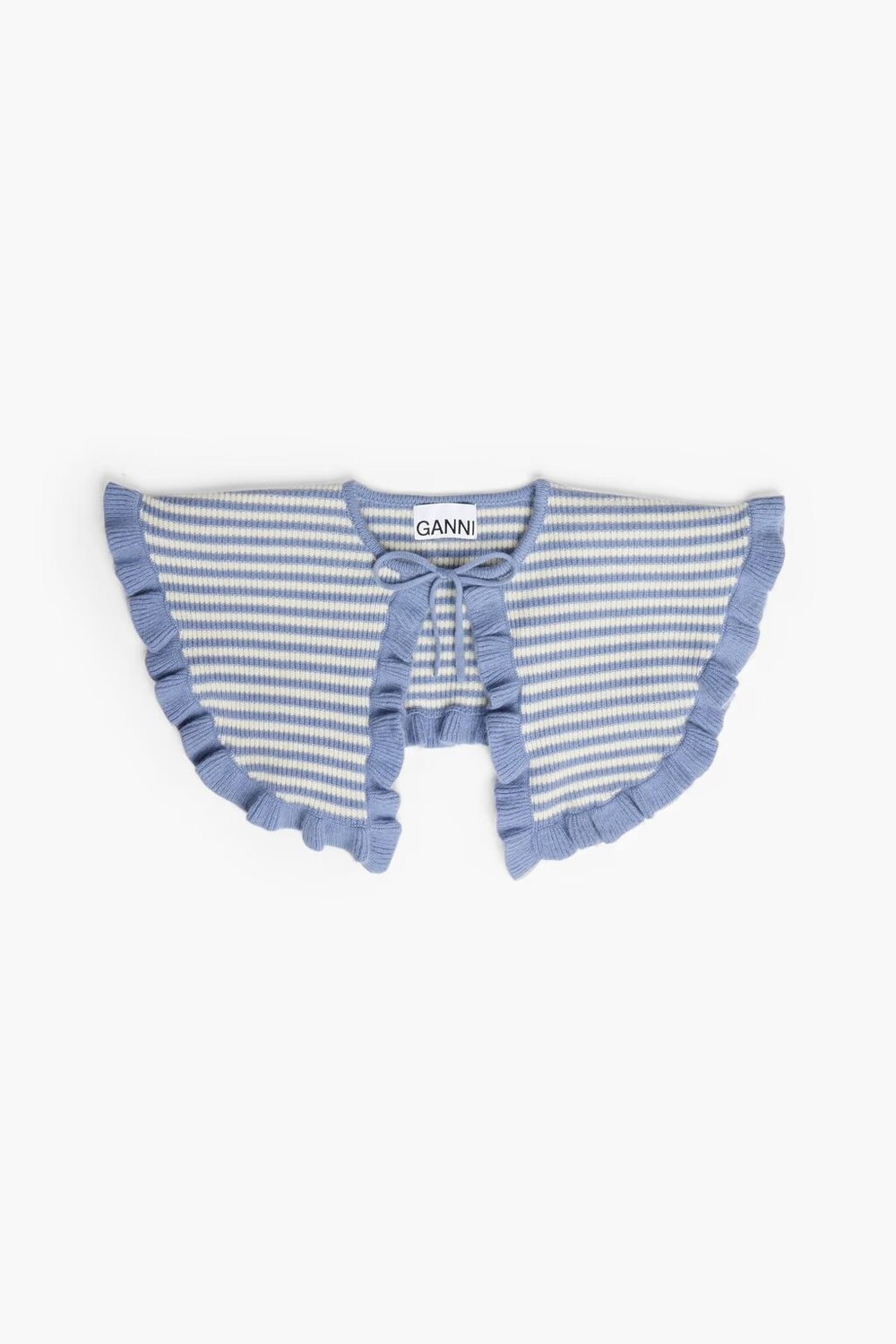

Полосатый воротник из шерсти и кашемира с рюшами Ganni, цвет Off-white