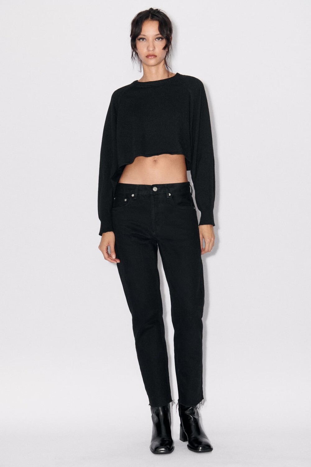 

Прямые джинсы со средней посадкой Zw Collection ZARA, черный