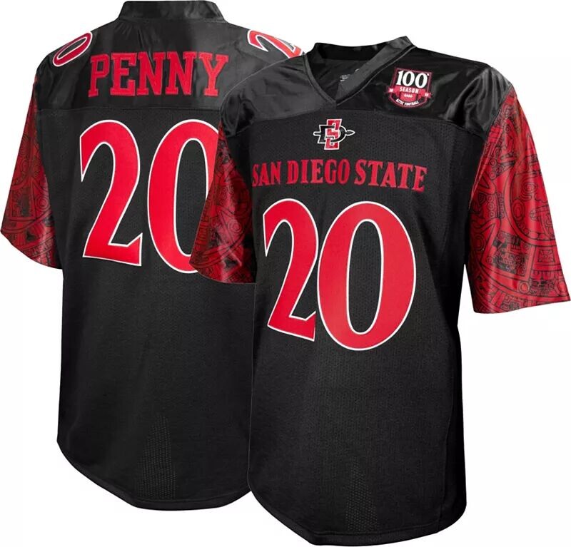 

Мужская Retro Brand Футболка штата Сан-Диего Aztecs Rashaad Penny # 20, черная реплика, футбольная майка