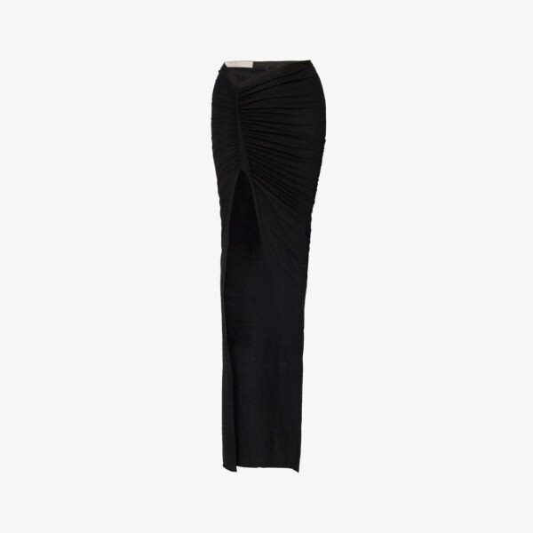 

Юбка макси из хлопкового джерси с высокой посадкой и разрезом по краю Rick Owens, черный