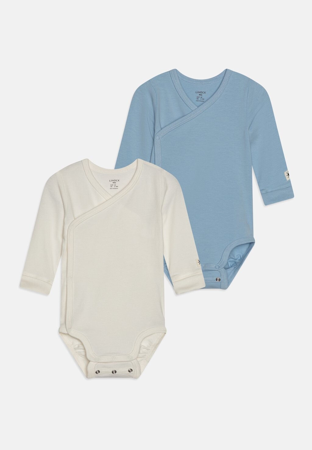 

Боди WRAP BASIC UNISEX 2 PACK Lindex, цвет light blue