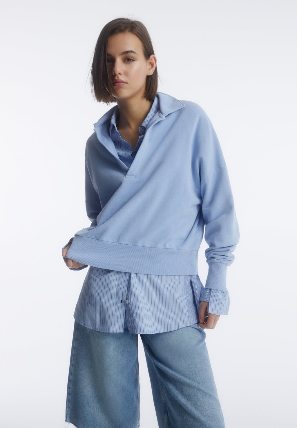 

Футболка с длинным рукавом PULL&BEAR, синяя