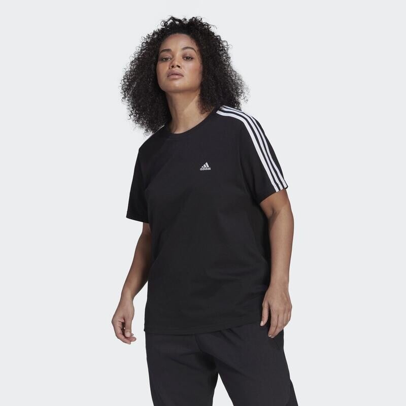 

Узкая футболка Essentials с 3 полосками – большие размеры ADIDAS, цвет schwarz