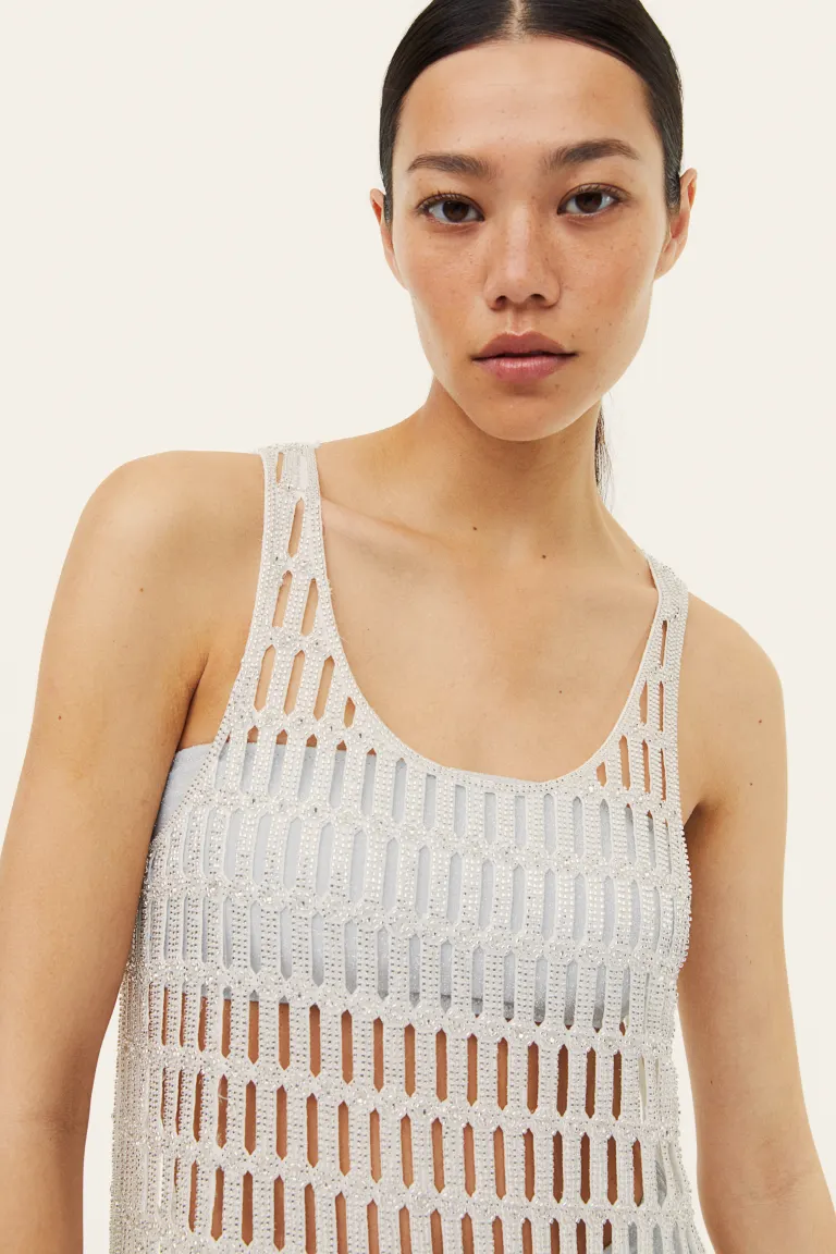 Мини-платье с украшениями H&M, белый