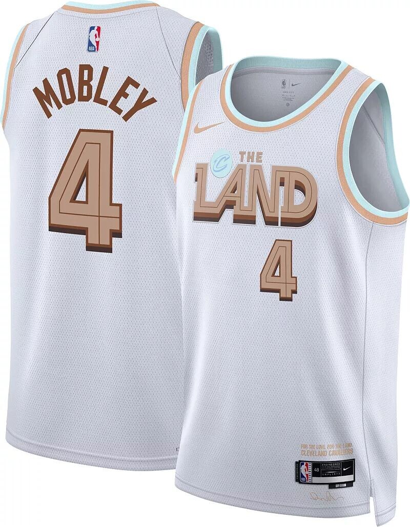 

Мужская белая майка Nike City Edition Cleveland Cavaliers Evan Mobley #4 Dri-FIT Swingman 2022-23