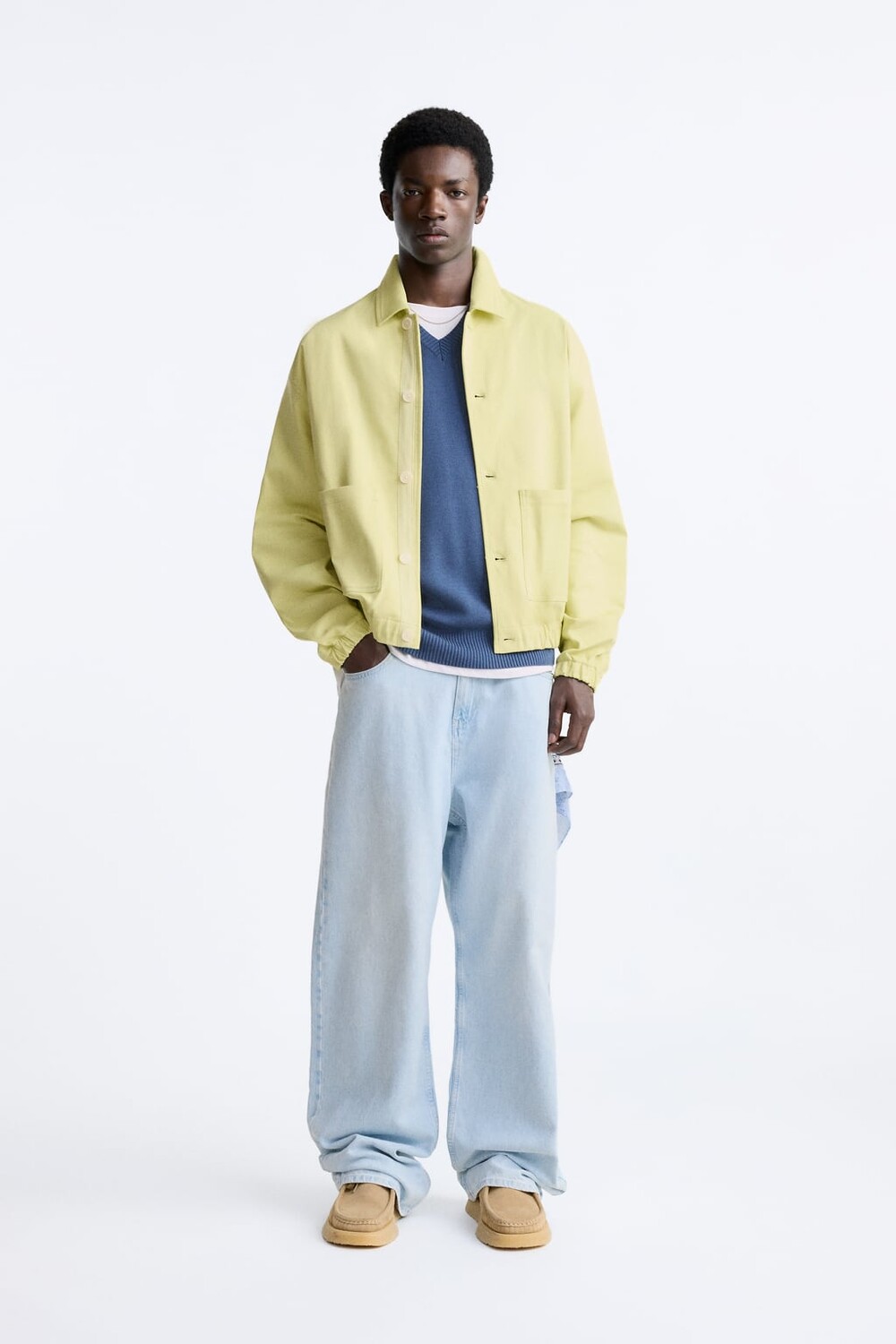 Куртка из хлопка ZARA, зеленый