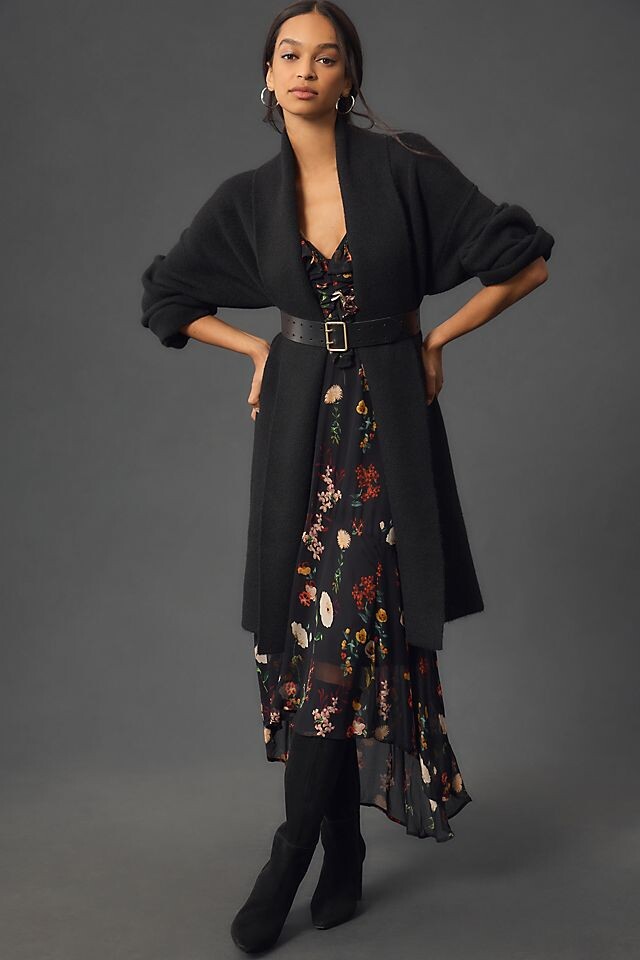 

Кардиган-свитер Mariel Anthropologie удлиненный, черный